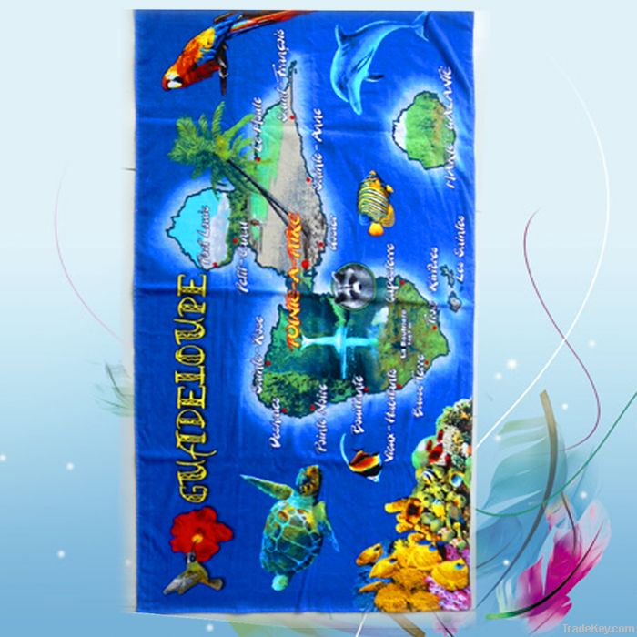 100%cotton towel Wholesale reactive printed thick cotton beach towel