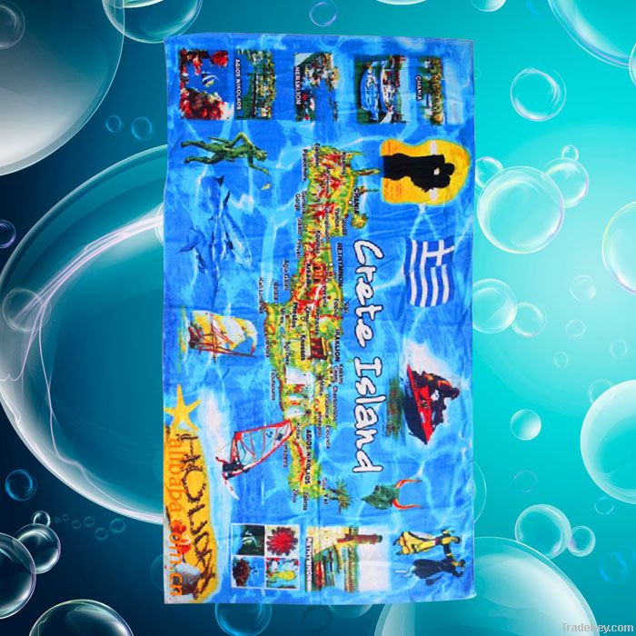 100%cotton towel Wholesale reactive printed thick cotton beach towel