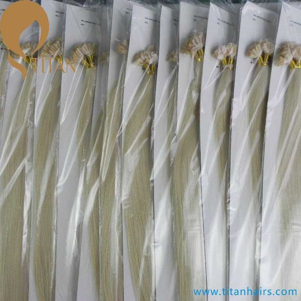 Free shipping remy  Brazilian human hair pre bonded hair extension613#silky straight U tip/nail hair extension