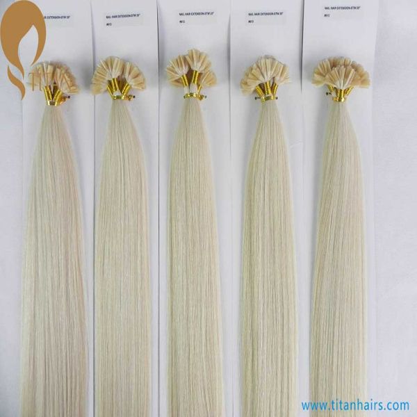 Free shipping remy  Brazilian human hair pre bonded hair extension613#silky straight U tip/nail hair extension