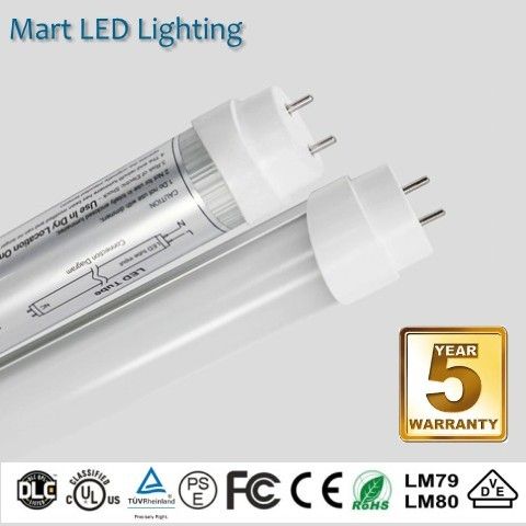 dlc cul vde tuv led t8 tube replacement 277V clear lens