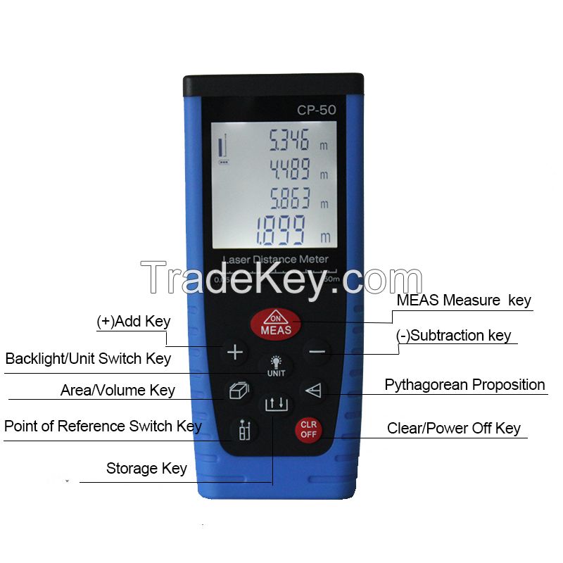 0.05-50m laser distance meter with an accuracy of +/-1.5mm