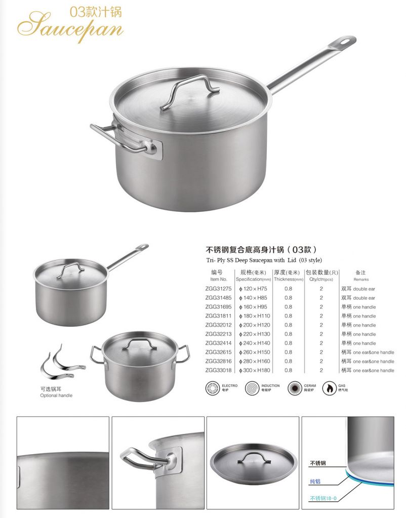 Tri - Ply SS Saucepan with Lid (03 style)