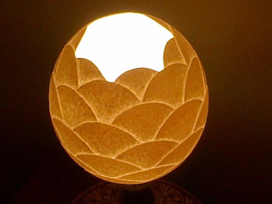 Flower hand carved ostrich egg lamp shade