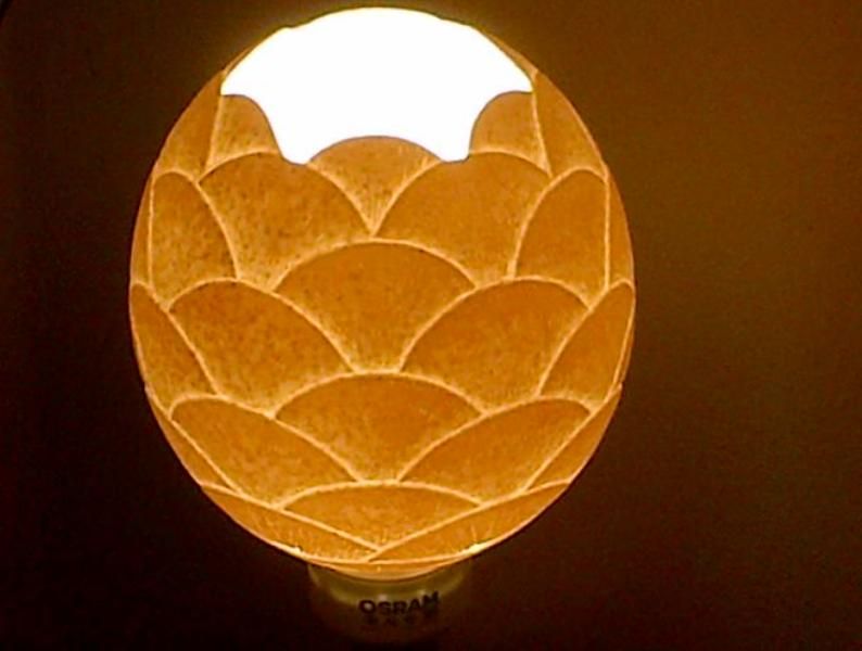 Flower hand carved ostrich egg lamp shade