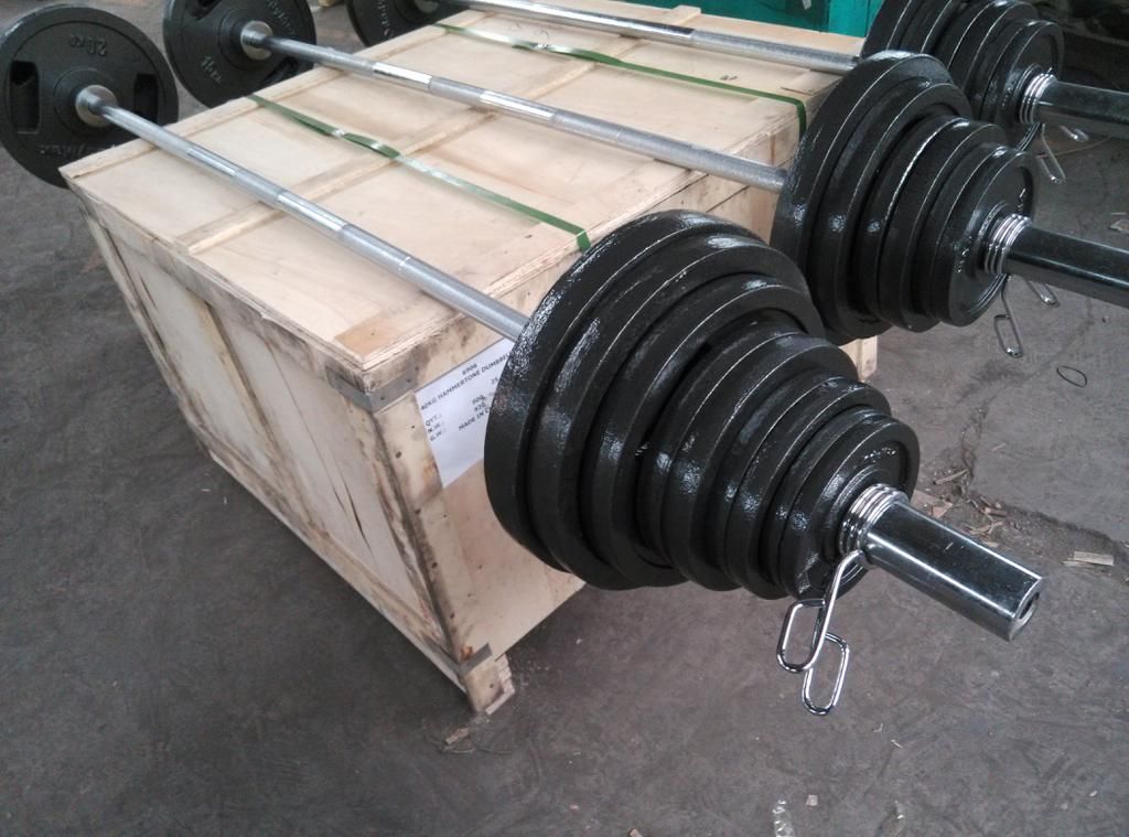 Baked cast iron barbell/ rubber coated barbell BS-2011