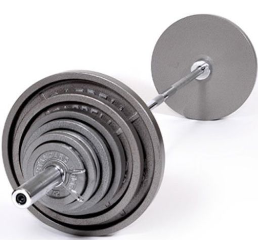 Adjustable grey straight barbell