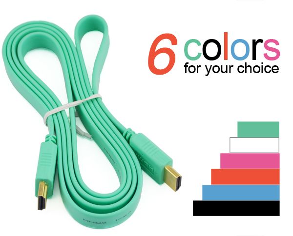 colorful flat hdmi cable 1080p support 3D and ethernet