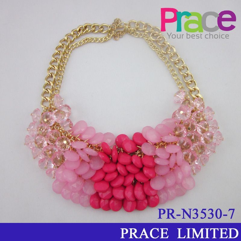 fashion new design resin beaded necklace for ladies