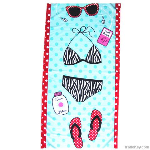 Microfiber reactive printed beach towel