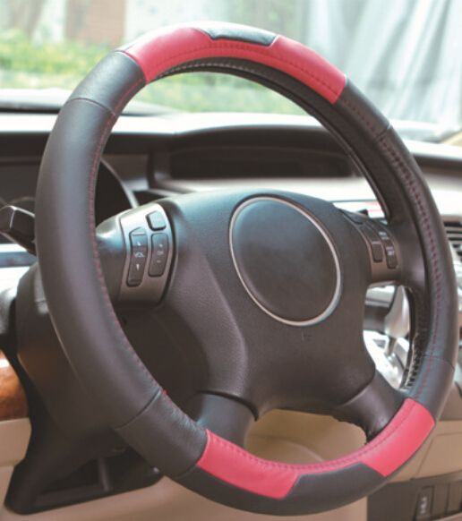 Hot Sale Black &amp;amp; Red Leather Car Steering Wheel Cover