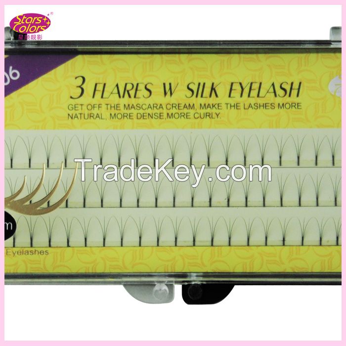 Newest 2flares V black silk eyelash extension false eyelash manafacture lash factory 