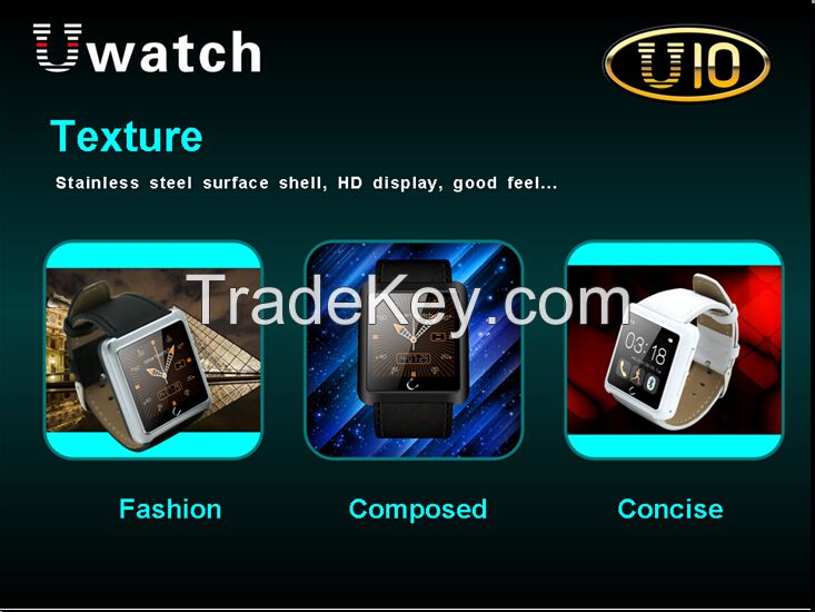 New U10 bluetooth smart watch with compass/intelligent synchronous/pedometer/sleep quality monitoring for smartphone