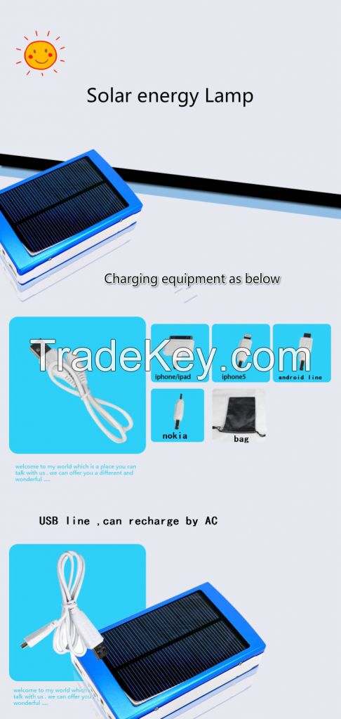 Solar power bank with true capacity 10000mah and 10w LED light