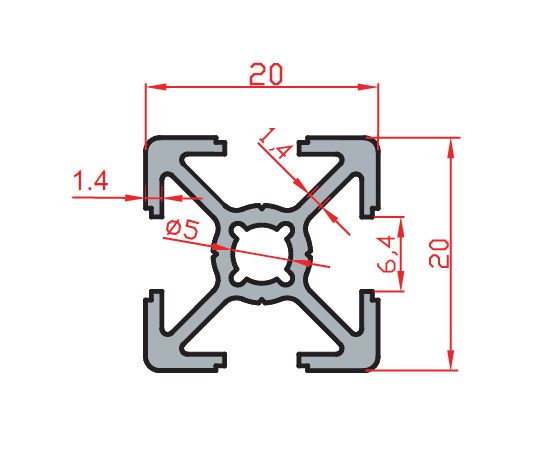 20x20 Industrial Aluminium Profile