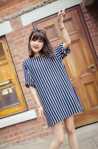  Spring Fashion Stripe Loose Leisure T-Shirt