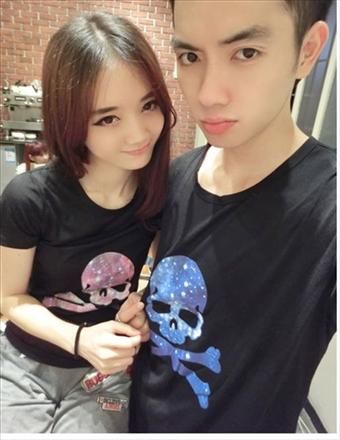 Japanese Fashion Black Couple Suits Male T-Shirt + Female Dress