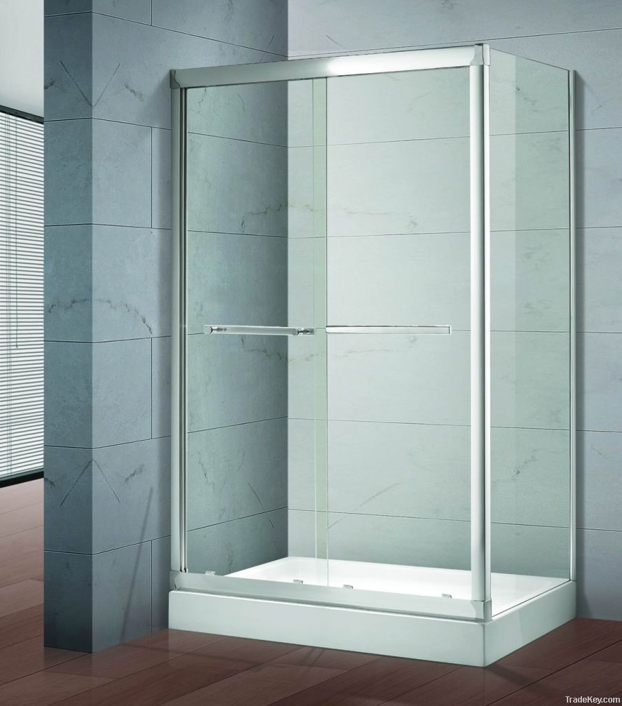 Semi frameless rectangle sliding shower enclosure