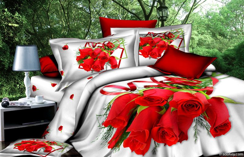 3d 100% cotton reactive printed bedding set