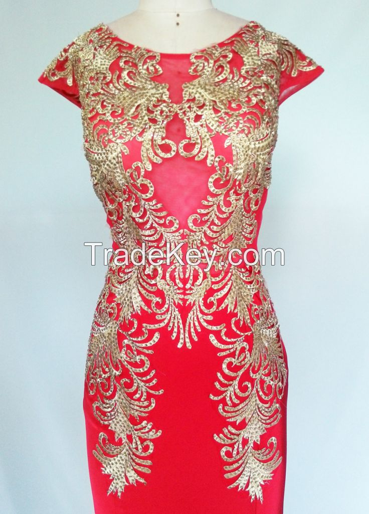 HY1006 New Arrival Luxury Beaded Embroidery Heavy-weight Silk Evening Gowns