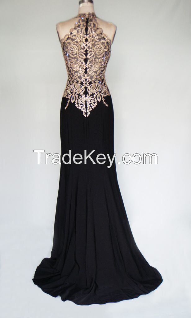 HY1001 New Arrival Handnade Beaded Embtoidery Strapless Chiffon Formal Evening Dress