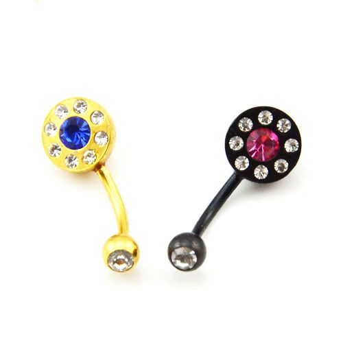 2014 new piercing stainless and CZ belly ring 