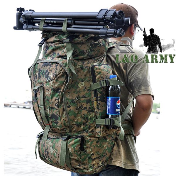 Camouflage Backpack Rucksack 70L Waterproof Internal Frame Climbing Camping Hiking Backpack 