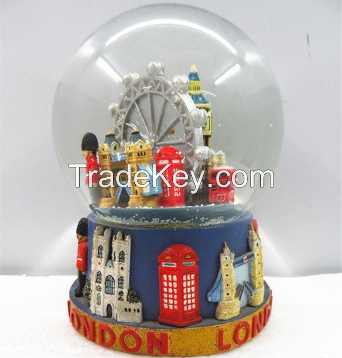 custom resin glass snow globe for london 