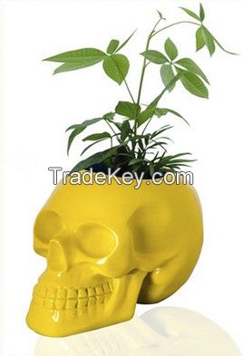 Custom high glossy geek design skull vase 