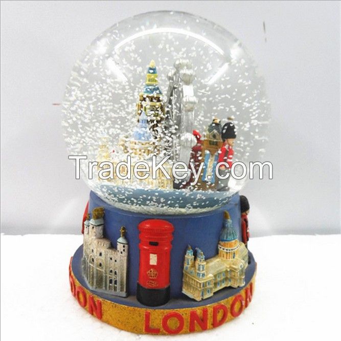 custom resin glass snow globe for london 