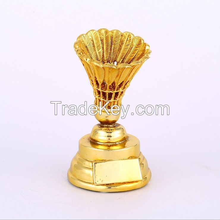 Resin golden electroplated badminton trophy award