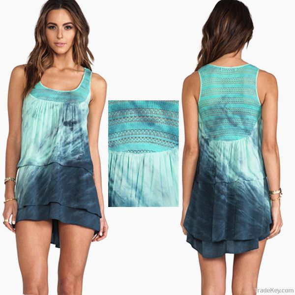 hot sale tie dye women short tank dress