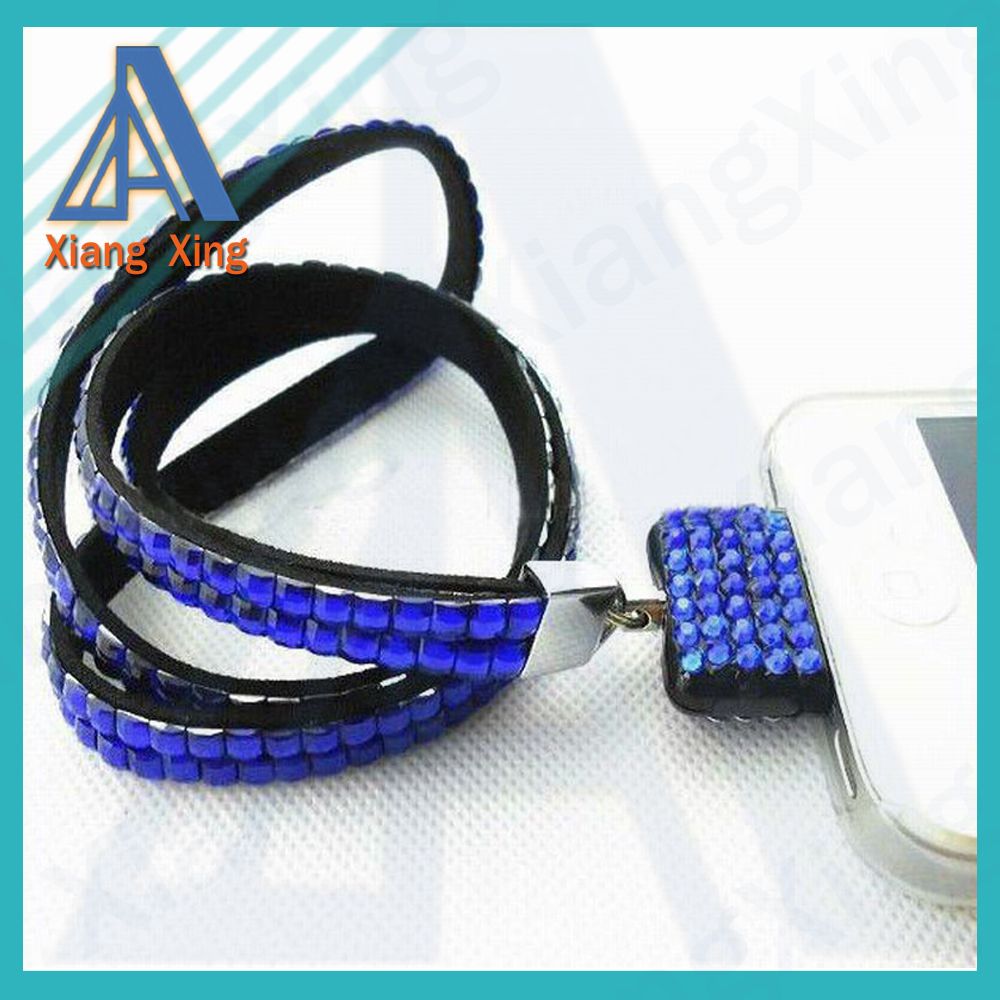 2014 New product rhinestone lanyards for iphone clip no minimum order china wholesale