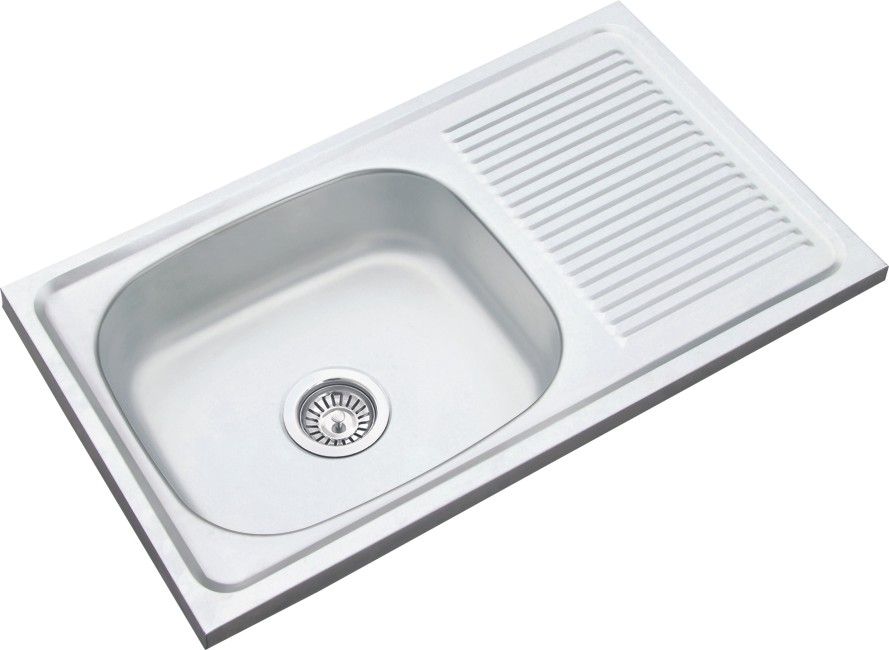 2014 single bowl stainless steel kitchen sink with drain board