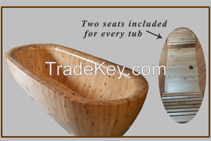 good quality Cedar wood 2 person soaking bathtub