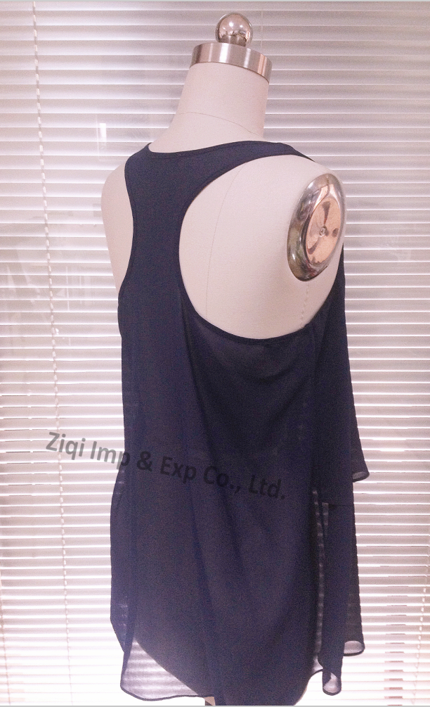 Women's Polyester Chiffon V-neck Tank Tops