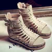 Genuine leather female sandals platform