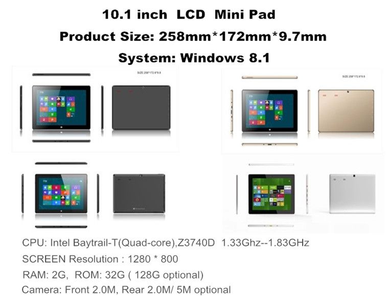 YHK-TP-1008 10.1&quot; 1280*800 Windows 8.1 Intel Baytrail-T(Quad-core),Z3740D  1.33Ghz--1.83GHz