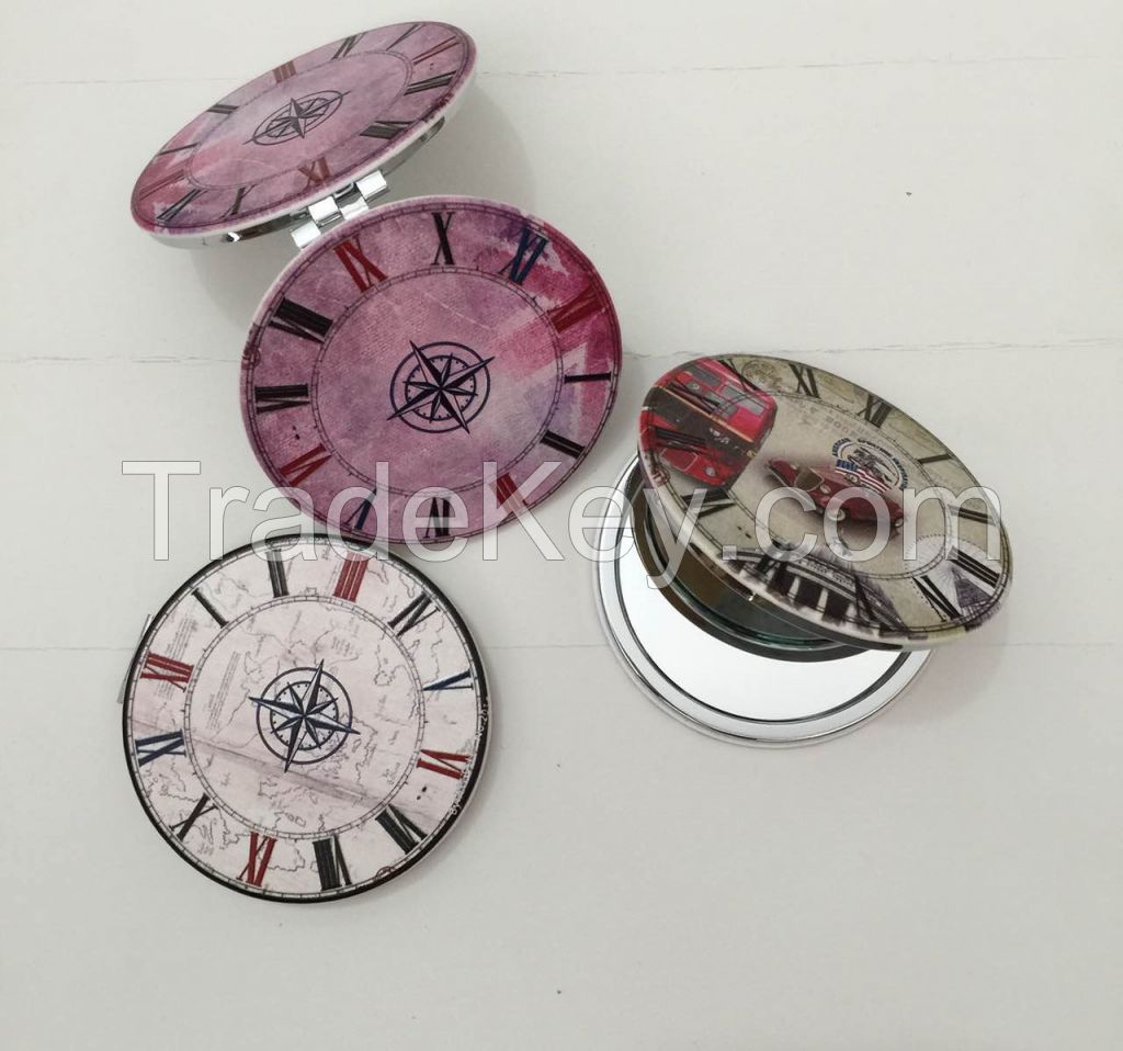 Round Print PU Pocket Mirror LFM2213