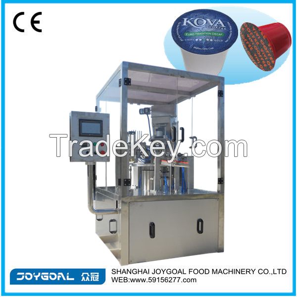 rotary type k-cup automatic coffee capsule filling sealing machine/rotary type nespresso coffee capsule filling sealing machine