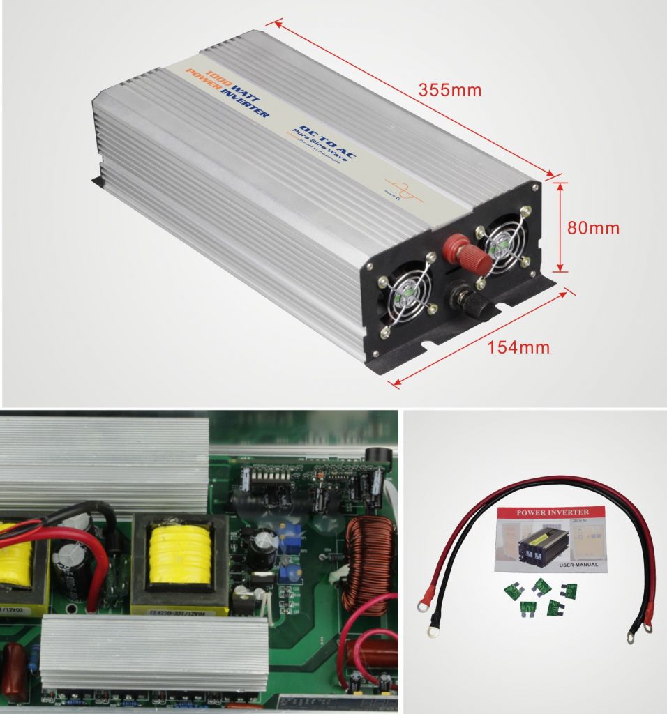 Solar Pure Sine Wave Power Inverter 1000W with 12/24V DC Input and 110/220V AC Output Voltage Warranty 18 Months