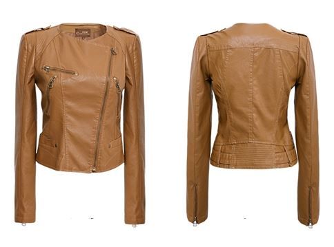 Women's Stylish Slim Fit PU Leather Short Jacket Coat Outwear