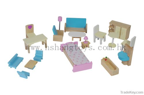 wooden doll's mini furniture