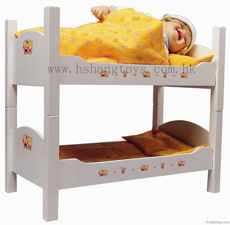 Wooden doll's bunk bed