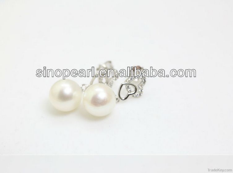 Elegant 925 Sterling Silver Freshwater Lovely heart Pearl Earring