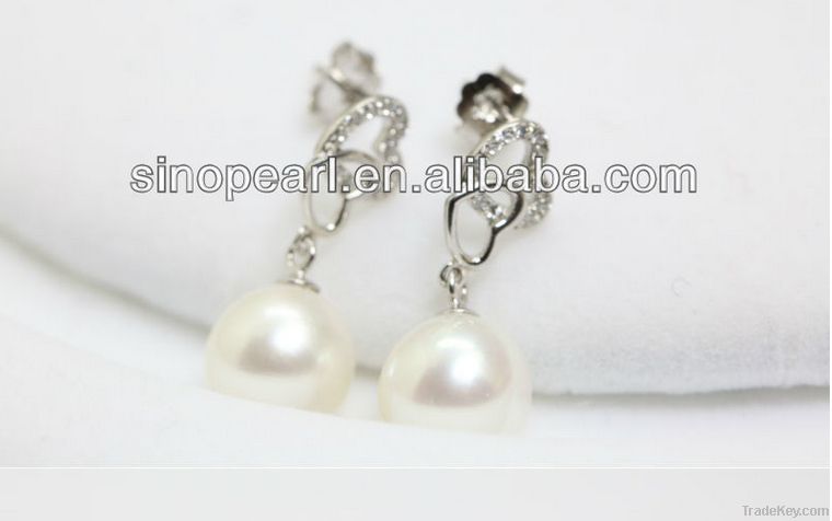 Elegant 925 Sterling Silver Freshwater Lovely heart Pearl Earring