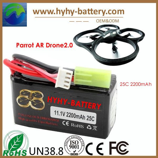 parrot ar drone 2.0 rc quadcopter battery 11.1v 2200mAh 25C high rate liPO4 battery pack