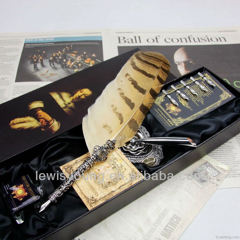 goose feather fountain pen set promotional pen for wedding gift