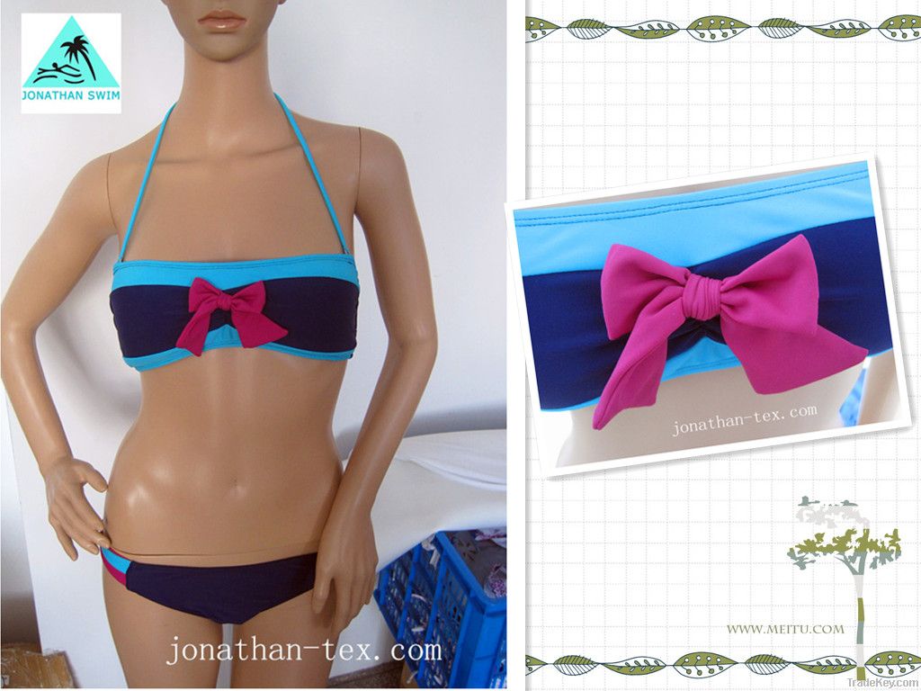 2014 sexy bowknot ladies color mixture novel fashion bikini swinwear