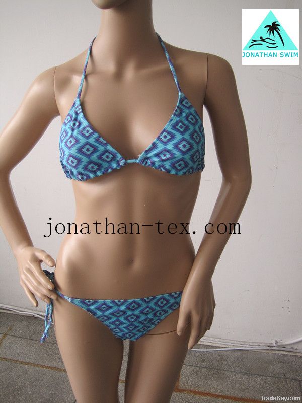 Newest beautifol print bright color ladies bikini swinwear